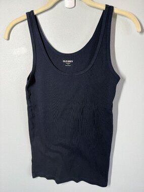 Old Navy Ribbed Tank Top Womens Medium Navy Blue Stretch Casual Basic Cami